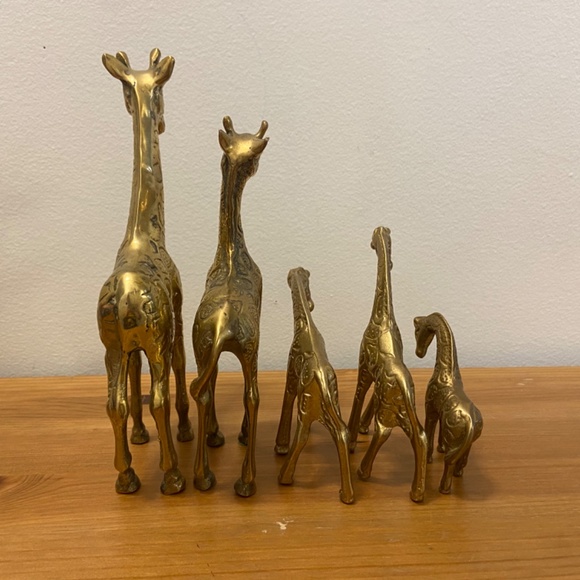 Vintage Brass Giraffes Set of 5 - Picture 7 of 9